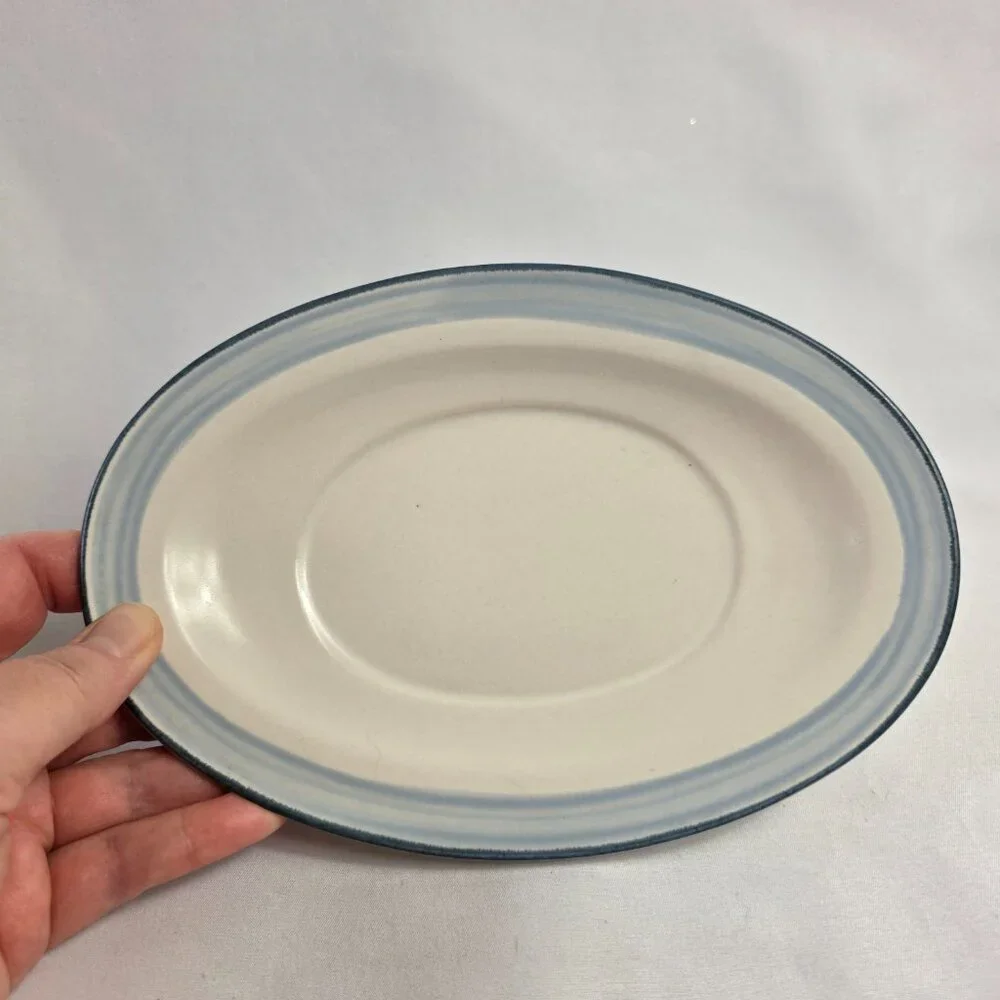 Haviland Crowning Fashion Blue Bouquet Gravy Boat & Underplate